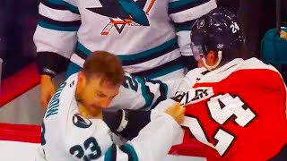 Barclay Goodrow Nick Seeler Fight | San Jose Sharks vs Philadelphia Flyers 2024 NHL Highlights