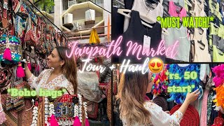 Janpath Market *MUST WATCH* Tour + Haul😍❤️ | Boho Bags, Jewellery, Dresses starting at *Rs. 50!!* 😱😍