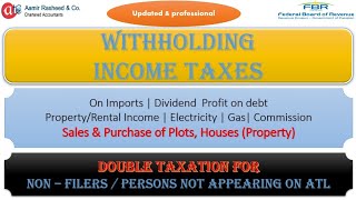 Withholding tax on imports, rent,  functions, bank profits, sale purchase of property plots & houses