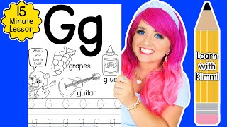 Letter G Color & Trace Worksheet Lesson and Tutorial | Learn with Kimmi The Clown ABC Coloring Book