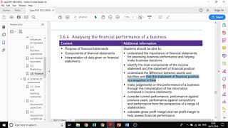 GCSE Business Statement of Financial Position