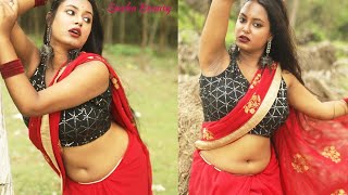 Deblina | Sleevless Blouse ke sath beautiful red designer saree expression tutorial 2024 Snehabeauty