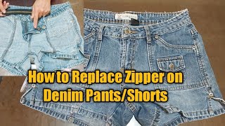 How to Replace Damage Zipper on Denim Pants/Shorts #sewingtutorials #Sewingtips