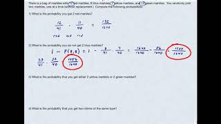 Probability - marbles of different color out of a bag