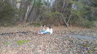 My nieces and nephew sledding with no snow