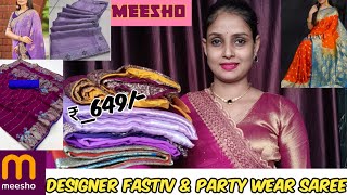 #vlog83 Meesho Designer Party Wear & Party Wear Saree/meesho party wear saree haul under _₹649/- ..