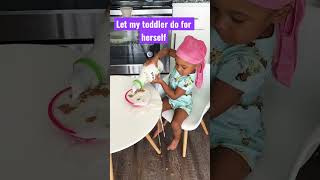 Toddler pours her Cereal all by Herself 🥴 #shorts #shortsvideo