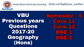 VBU Geography Honours sem 5 Previous years question paper