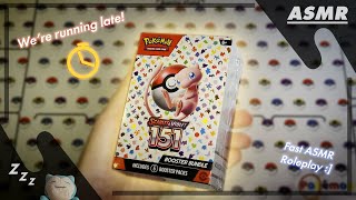 *ASMR RP*  Pokemon 151 Booster Bundle Opening, but You're Late for Your Flight ⌚💤