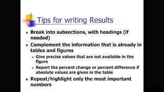 Essential parts of a scientific paper - RESULTS