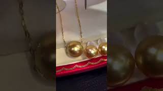 10-13mm south sea golden pearl jewelry set in 18k gold