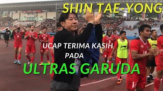 ShinTae-yong mengucapkan "Terima Kasih" kepada Ultras Garuda setelah Indonesia mengalahkan Myanmar.