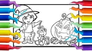 Halloween Dora the explorer and boots coloring pages | Horror coloring pages