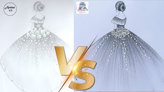 How to draw a girl with beautiful Gown (Very Easy) Artist Bhai Vs @FarjanaDrawingAcademy