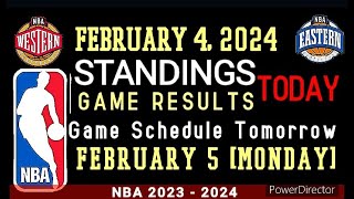 NBA Standings as of today FEBRUARY 04, 2024 | Game Result|  #nba #standings #games #results