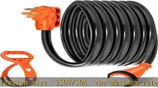 WELLUCK 50 Amp 25FT RV Power Extension Cord with Cord Organizer, Heavy Duty NEMA 14-50P to SS 2-50R