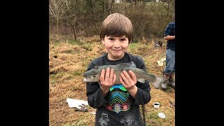 Rainbow Trout fishing video:   Grandkids catch fish