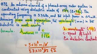 #31 FE-PE Exam Prep | Calculate the wavelength in dielectric material made of PTFE