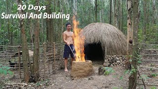 20 Days Survival And Build In The Rain Forest - Full Video