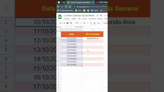 Como extrair dia da semana de uma data no Google Planilhas #google #googleplanilhas #googlesheets