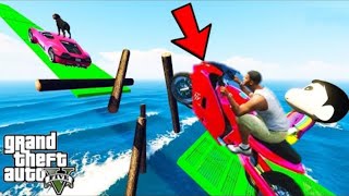 FRANKLIN TRIED IMPOSSIBLE MEGA PARKOUR CHALLENGE GTA 5 | CHOP AND SHINCHAN