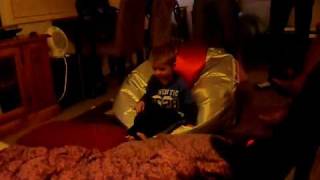 3 year old goes flying of bean bag very funny