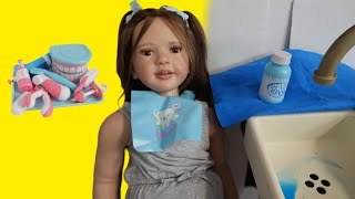 Reborn Ava goes to dentist Braces? and shopping haul