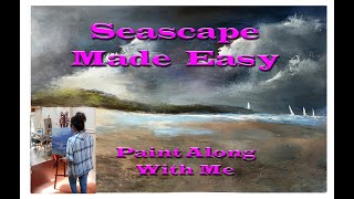 #seascapewithlighthouse  PAINTING EASY- PAINT ALONG AS I PAINT SEASCAPE WITH A LIGHTHOUSE AND BOATS