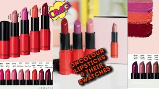 Oncolour matte lipstick & their swatches ||8 shades|| oriflame Pakistan