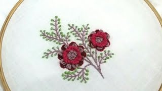 Beautiful and easy flower design, hand embroidery, detached blanket stitch