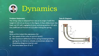 Dynamics Tutorial - Work-Energy method: A collar on a guiding rod with a spring