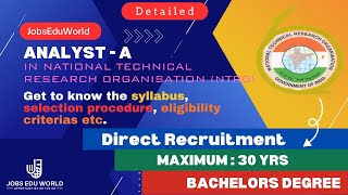 Direct recruitment of Analyst - A in National Technical Research Organisation (NTRO)