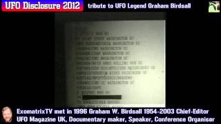 Chief UFO-Magazine Graham Birdsall Tribute [HD] Part 1 of 2 UFODisclosure2012 OVNI eXoPolitics