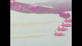 Red Arrows Flypast With Boeing 747 at Biggin Hill 2009