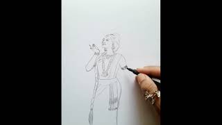 Bharatnatyam  classical dance pose drawing//pencil  sketch of  Indian classical dance pose