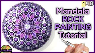 Purple Mandala Dot Art Rock Painting Tutorial