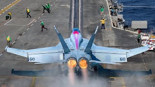 A Day in Life of US Navy Pilot Flying Millions $ Jet on Aircraft Carrier