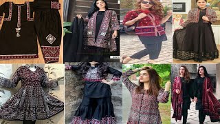 latest  Ajrak traditional Sindhi dress designs for girls||stylish multiple Ajrak designs