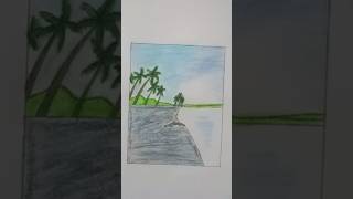 Natural scenery |How to draw natural scenery|River side #easy#drawing #natural #scenery #shorts