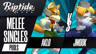 Aklo (Fox) vs Jmook (Sheik) - Riptide 2024 - Melee Singles - R2 Pools