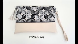 Pochette bi-matière avec dragonne - Tuto couture ValMa Créas