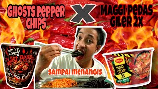 #2 CHALLENGE 2X MISTER POTATO GHOST PEPPER CHIP & MAGGI PEDAS GILER 2X |(MUKBANG MALAYSIA)