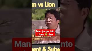 Man jumps into lion's den #trending #africa #trendingshorts #shorts