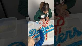 Behind-the-scenes of making the @Dodgers  RiceArt! ￼