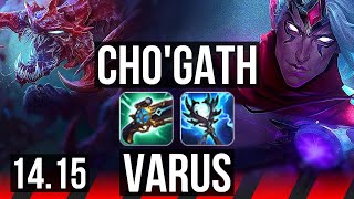 CHO'GATH vs VARUS (TOP) | 8/1/4, 700+ games, Rank 10 Cho, Dominating | EUNE Master | 14.15