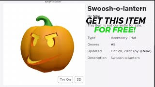 How to get Swoosh-O-lantern for free (NIKE EVENT) on Roblox