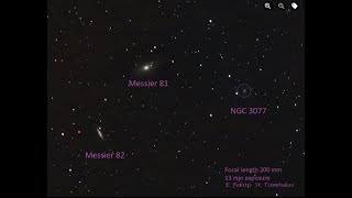 Messier 81 and Messier 82  untracked  with DSLR camera. Almost 3 years experience