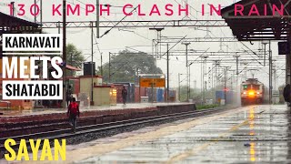 130 KMPH Thunder ADI Karnavati Express meets Double Vistadome Coach MMCT Shatabdi Express at Sayan!