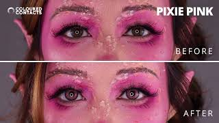 Pixie Pink Fantasy Coloured Contact Lenses With Makeup