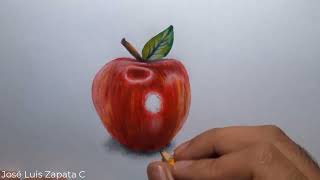 Dibujo realista de una manzana 🍎 realistic drawing of an apple